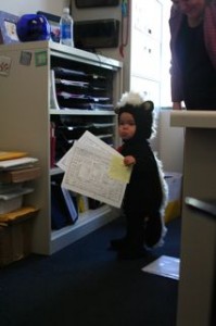 Doing a little filing in Auntie's office!