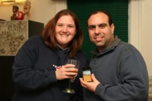 Andy and I toasting!  Me with my Malibu and Coke and Andy with his Virtual Beer.