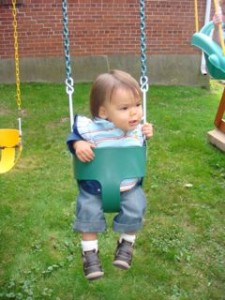 He could have stayed on the swings all afternoon!