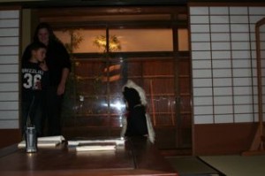 The house was exactly like in Japan!  It had actual tatami mats, a rock garden and the funny toilets they have in Japan!!