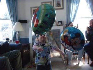 The birthday girl with her balloons!